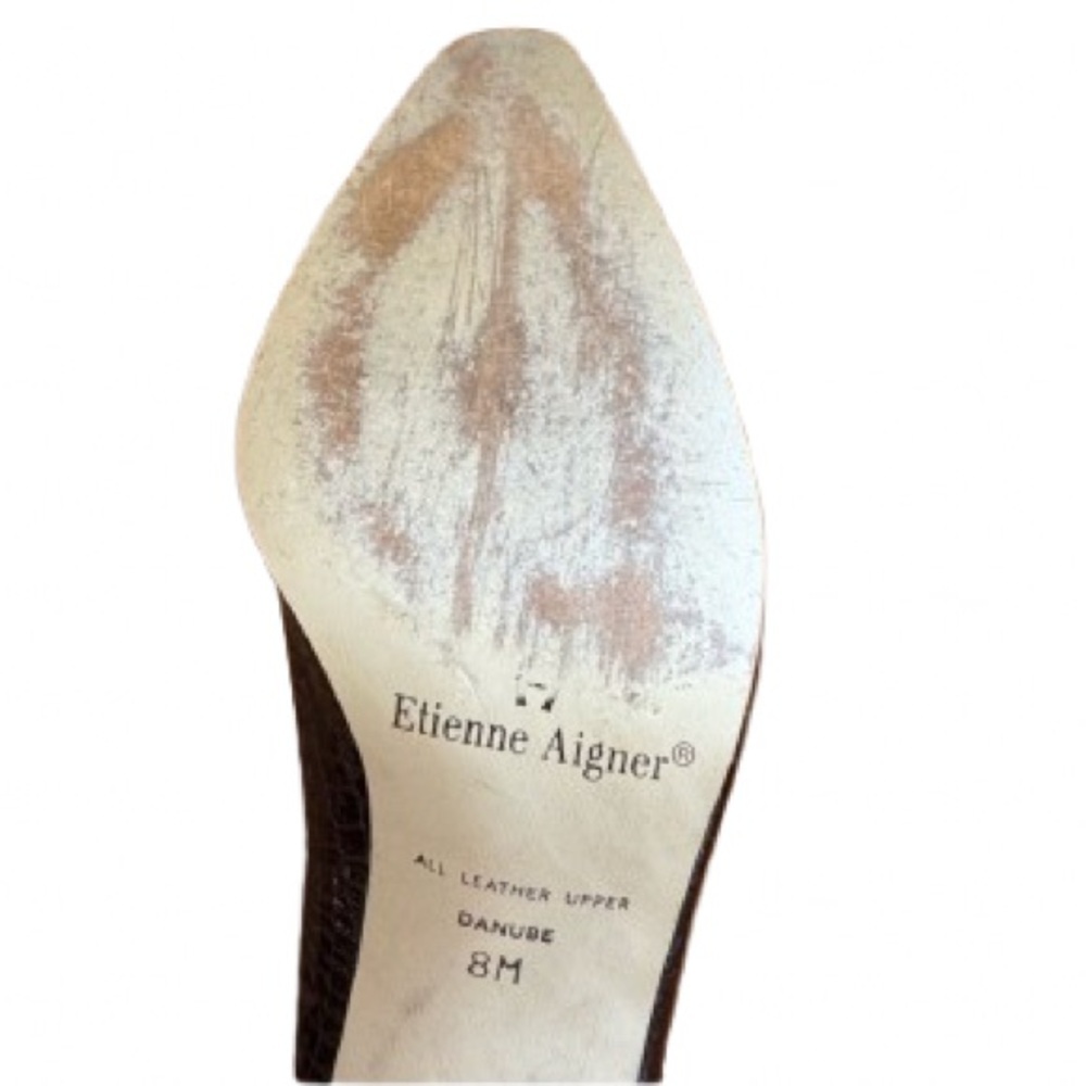 Franco Sarto Women's Brown Croc-Embossed Leather Pumps - Picture 7 of 10